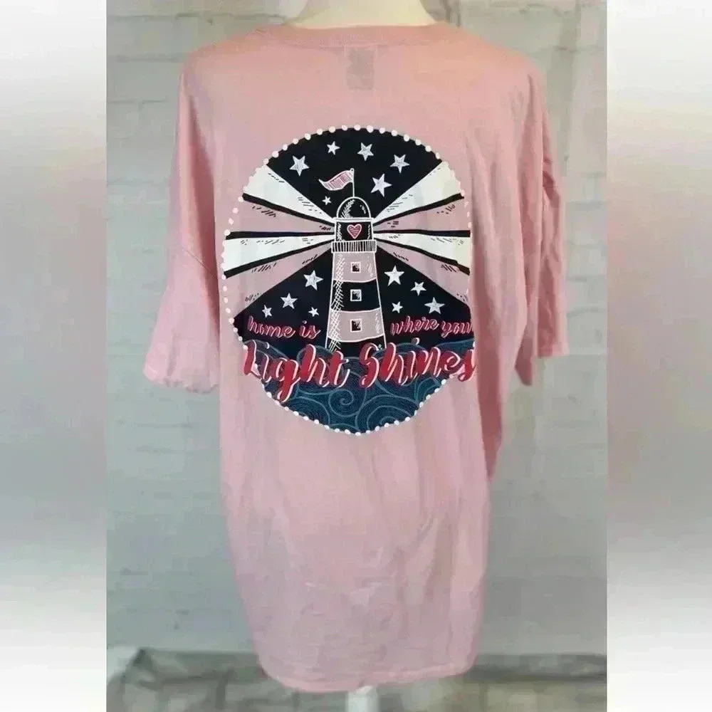 Tennessee Girl Home Is Where Your Light Shines Woman’s T Shirt Pink XXL 2X Top‎